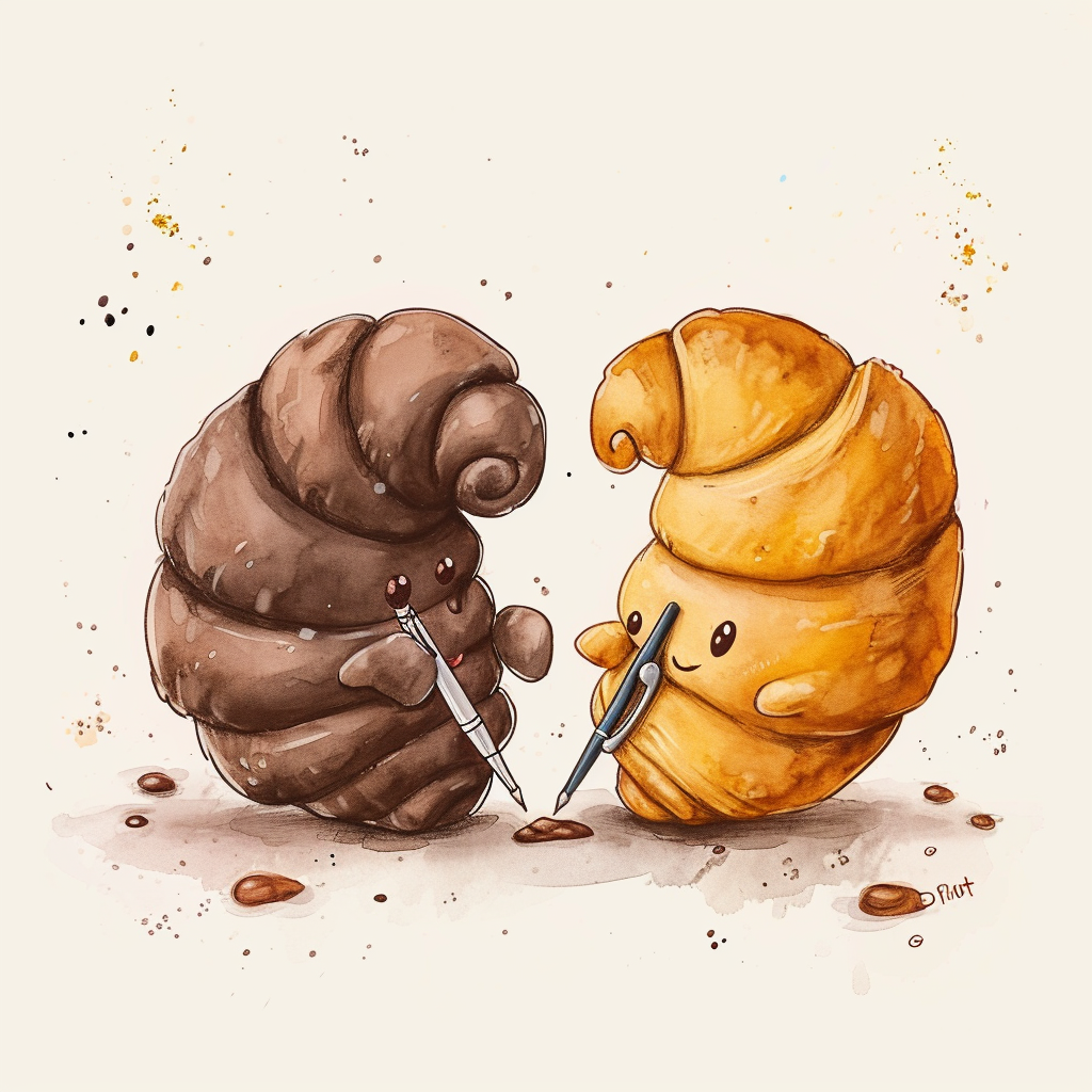 Croissant and chocolate croissant signing peace treaty