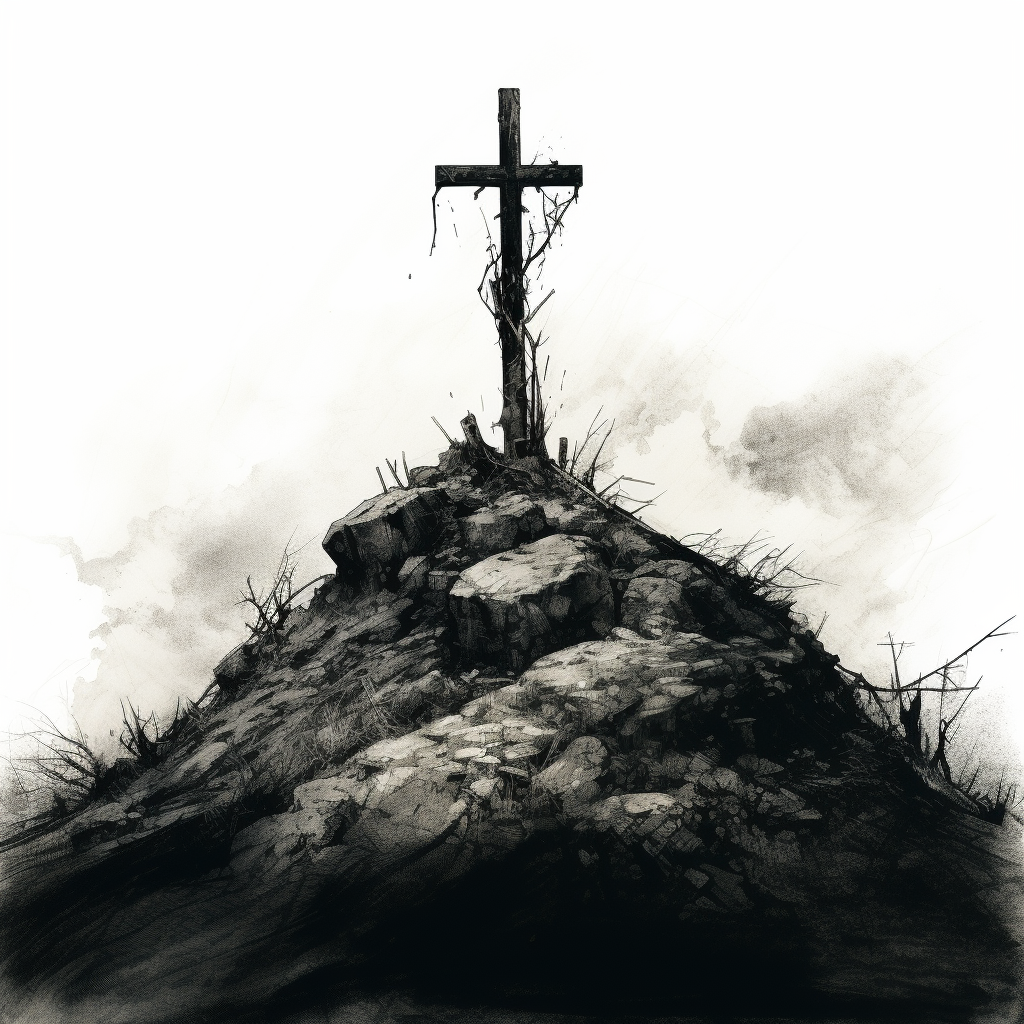 Fine art style of cross on hill