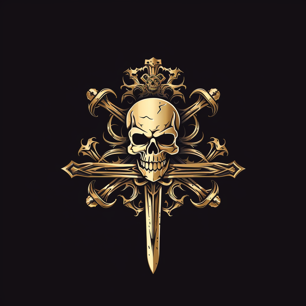 Black and Gold Crossbones Battle Axe Logo