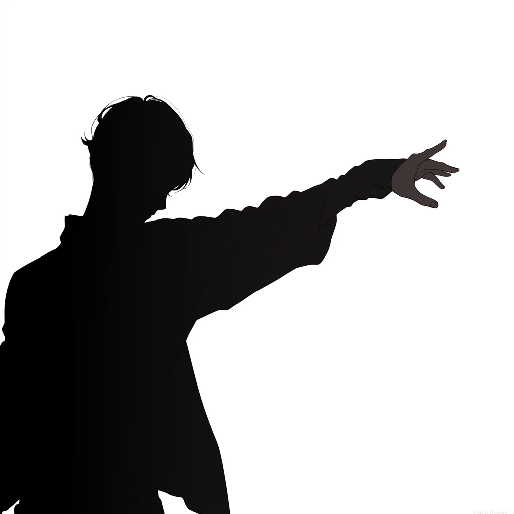 Black crossed arm silhouette on white background