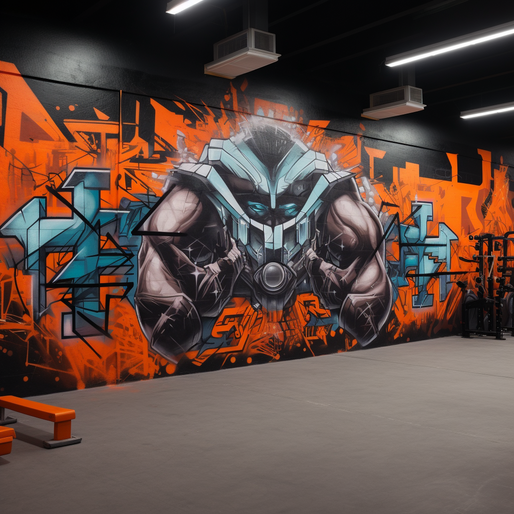 Colorful CrossFit gym graffiti wall