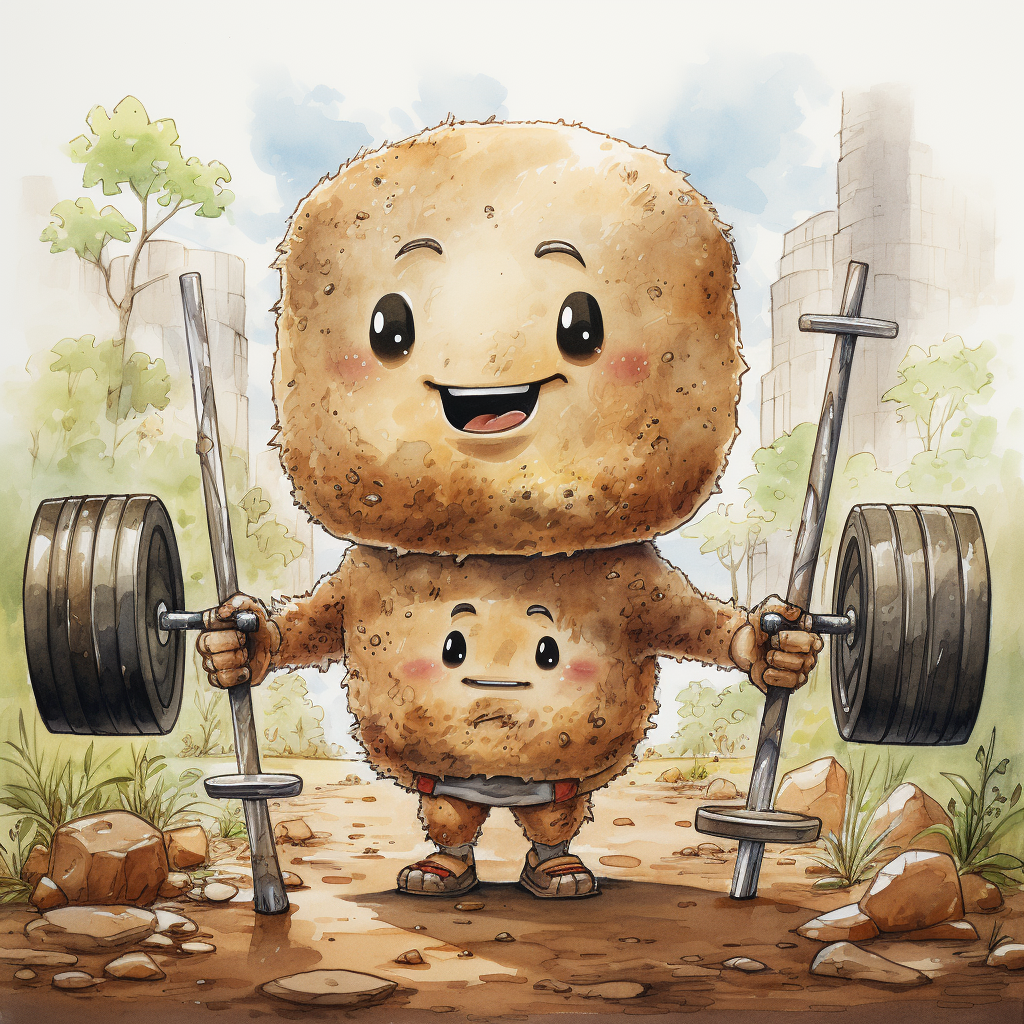 CrossFit Potato Picking Up Barbell Manga Japanese Style