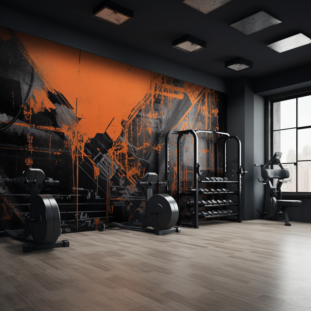 A picture of a gym wall with crossfit and weightlifting theme