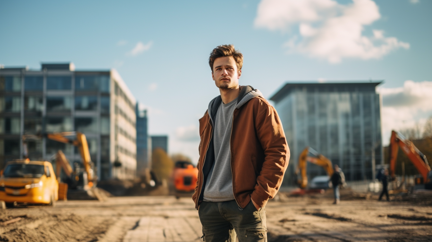 Young Male Crossroads Distance Building Construction