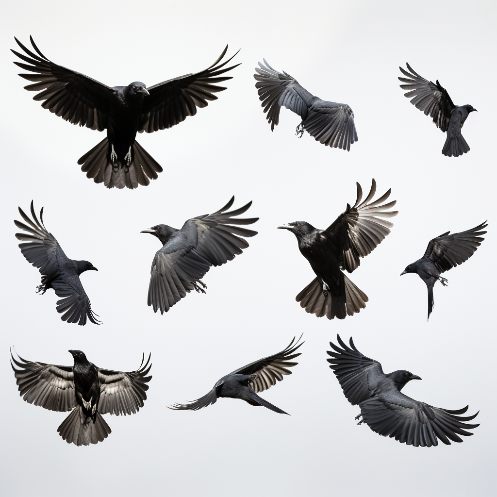 Crow in Flight with Beautiful Wings