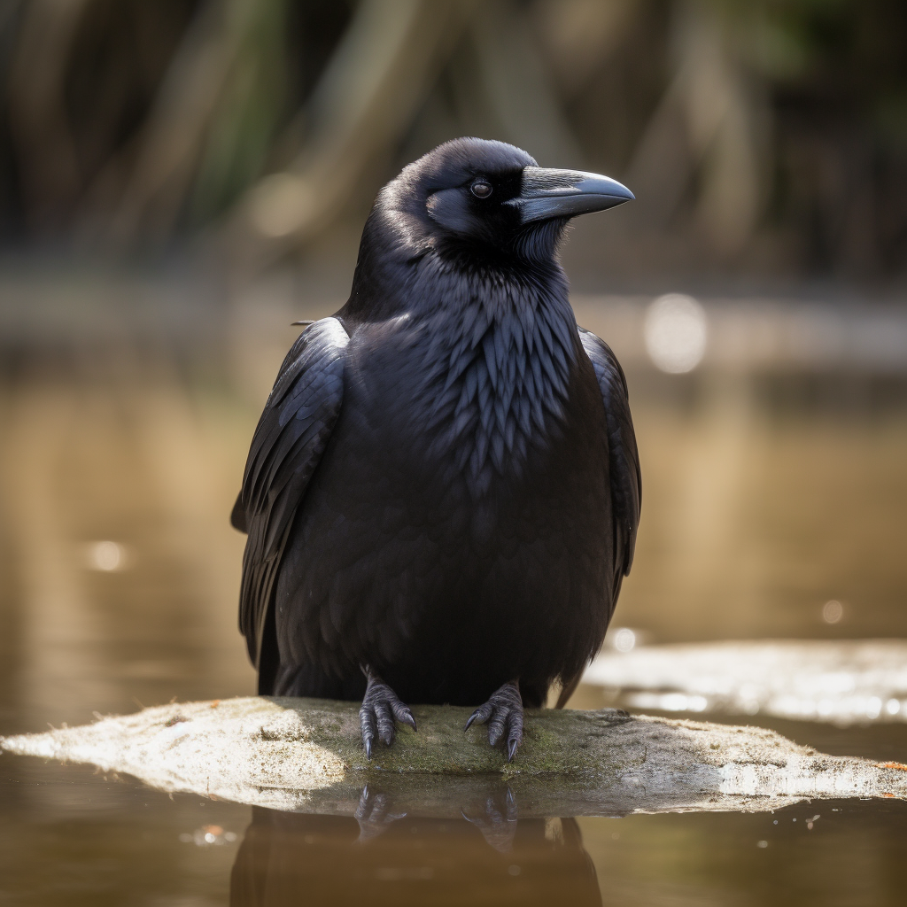 Crow meditating for mindfulness