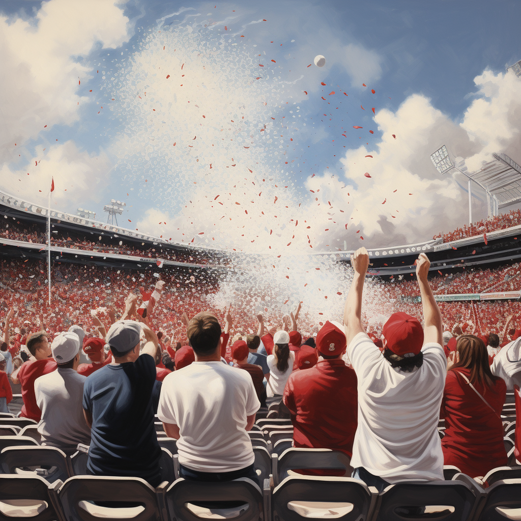 Vibrant crowd celebrating baseball success