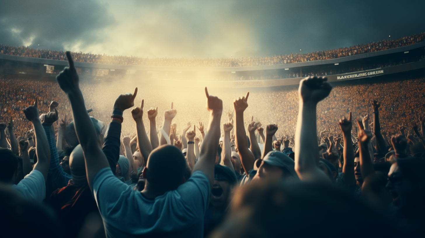 Closeup of Crowd Cheering in Stadium