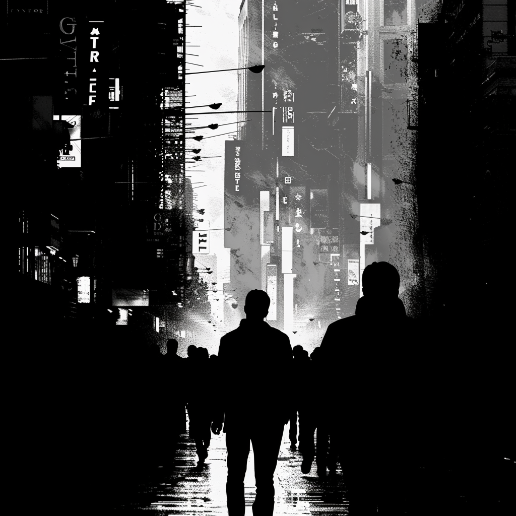 man on street silhouette