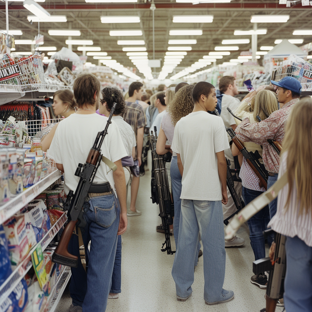 Walmart customers with rifles