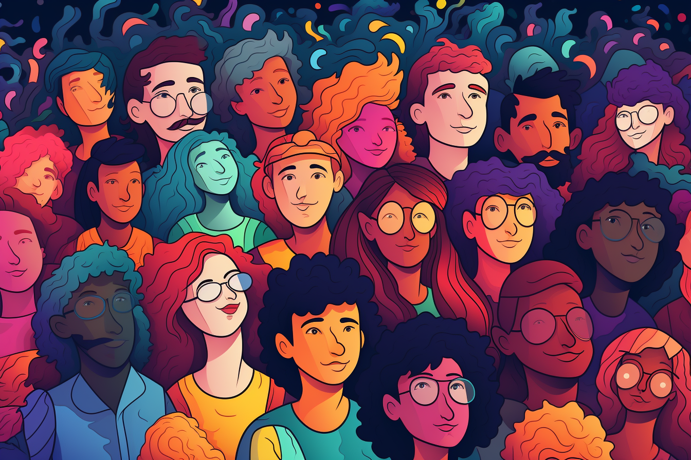 Colorful crowd of people