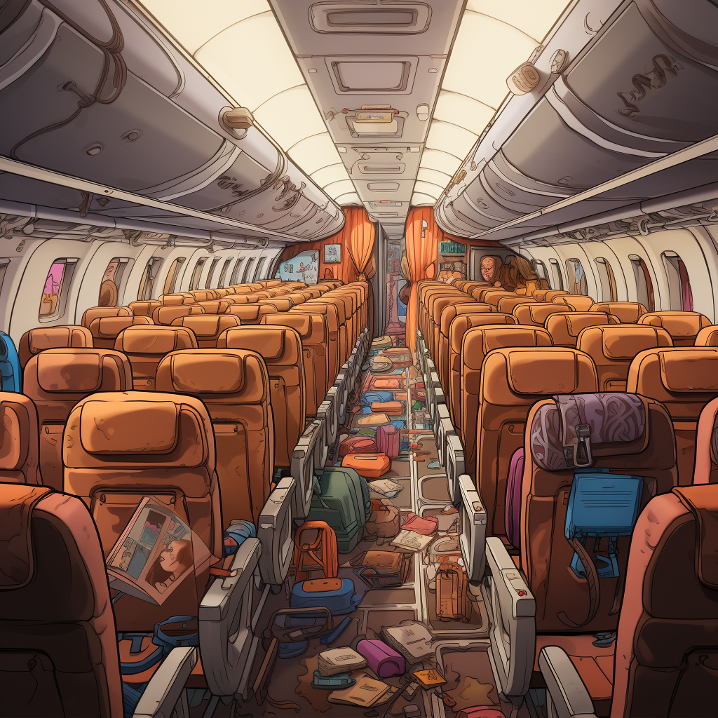 Cartoon of Overcrowded Plane Middle Seat