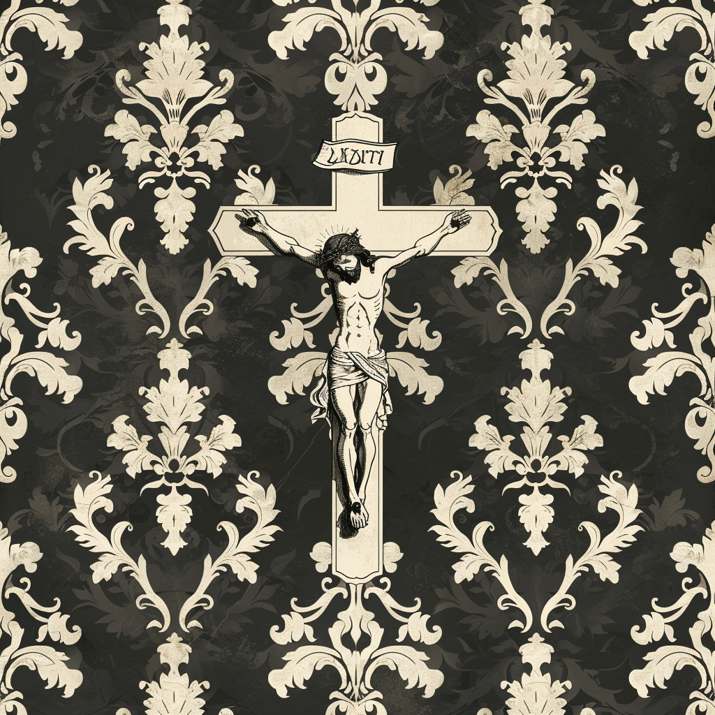 Clean modern crucifix wallpaper pattern