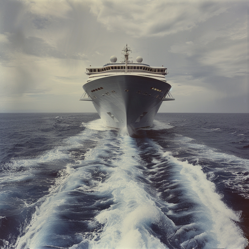 Big ship stern in ocean