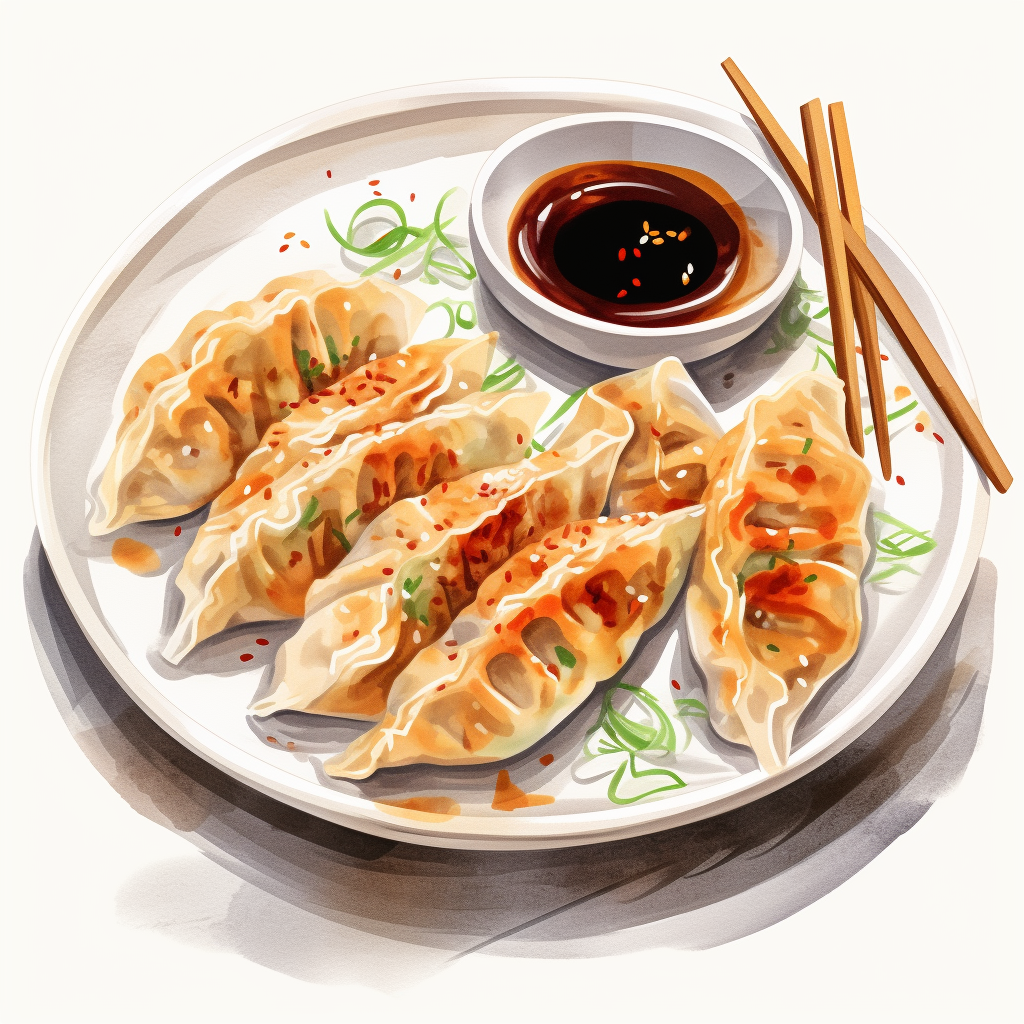 Plate of Crunchy Gyoza with Sauce