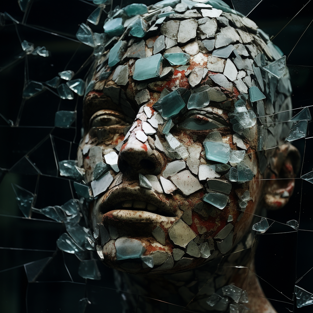 Stunning stone face surrounded by crushed glass