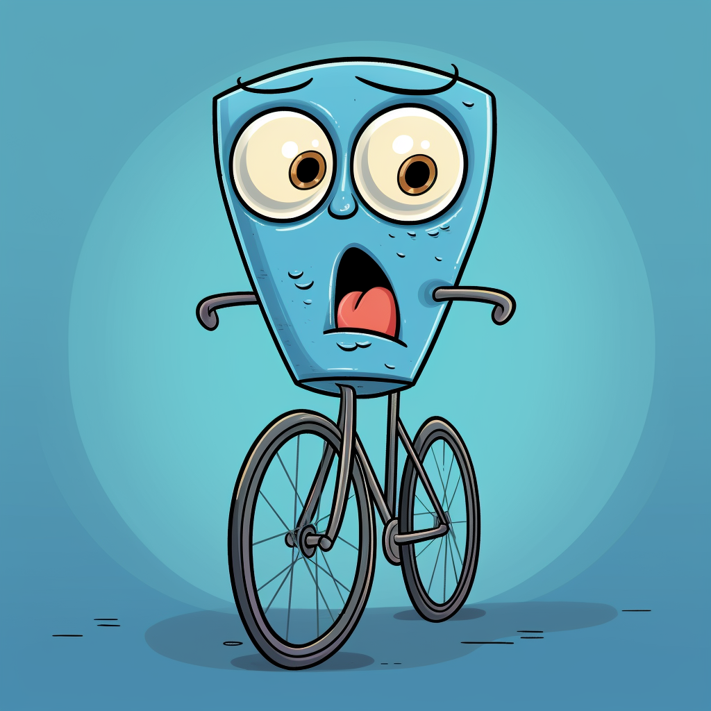 Cartoon image of a crying bicycle