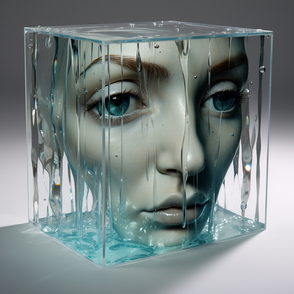 Image of a Transparent 3D Box with Uncontrollable Tears