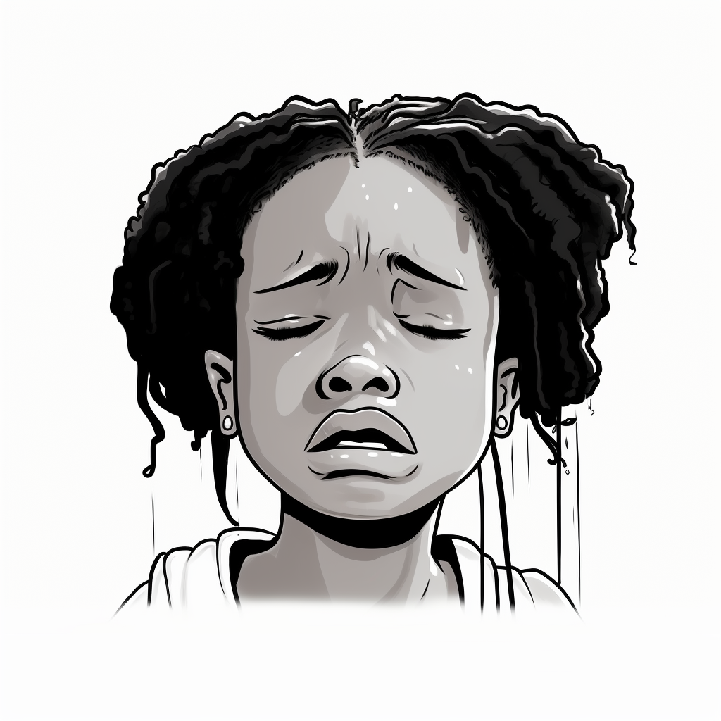 Crying little girl illustration