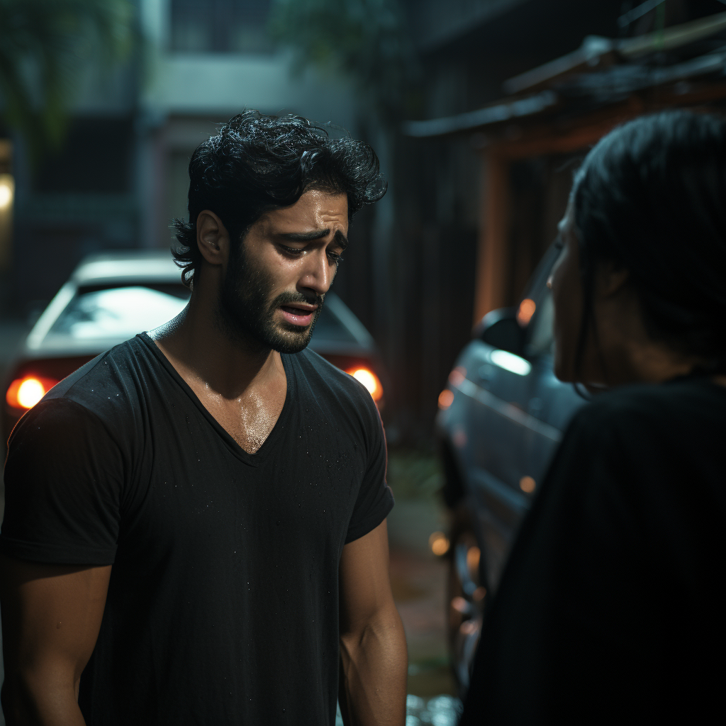 Sad young man in black shirt