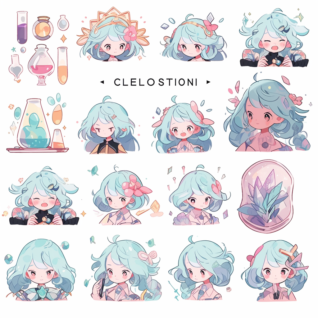 Crystal Scientist Cartoon Character Sticker