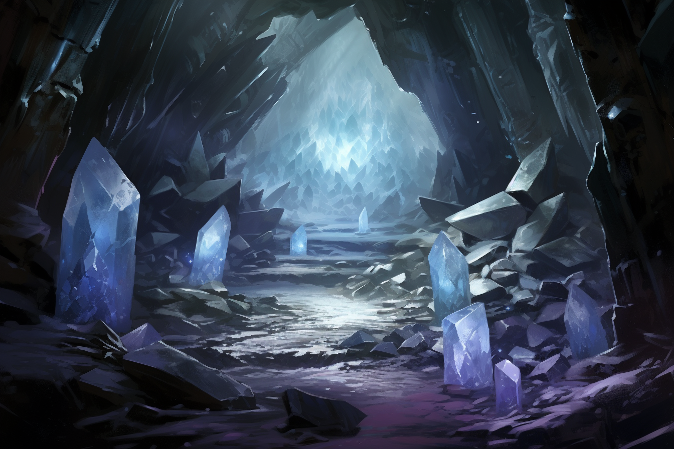 Crystal shards in snow path underground