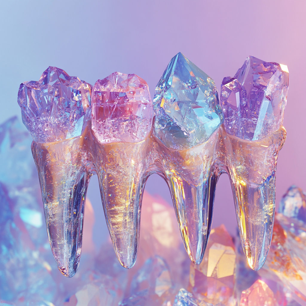 Colorful crystal teeth sparkle magic