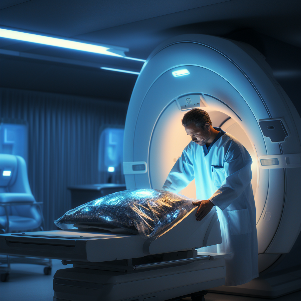 Doctor reviewing patient's CT scan