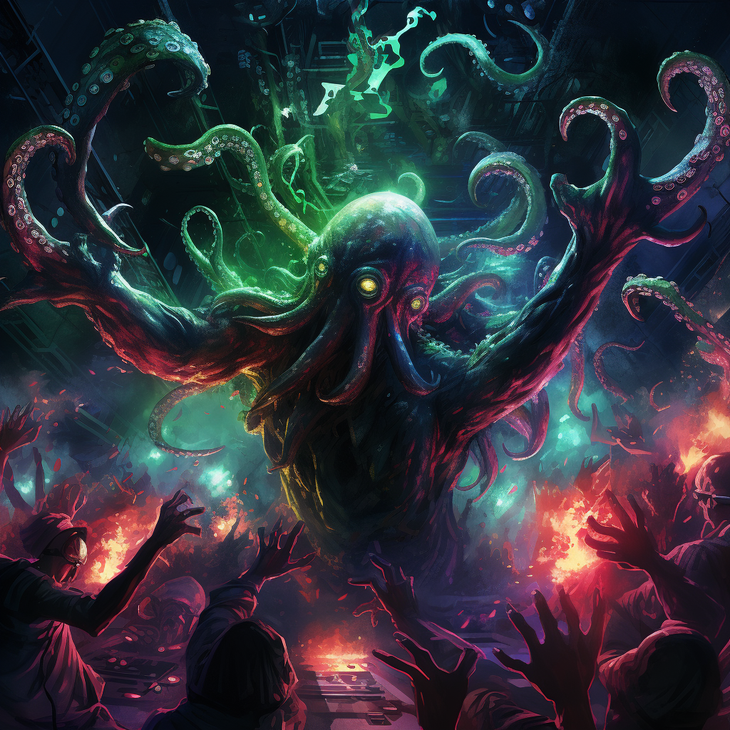 Enigmatic Cthulu throws epic rave