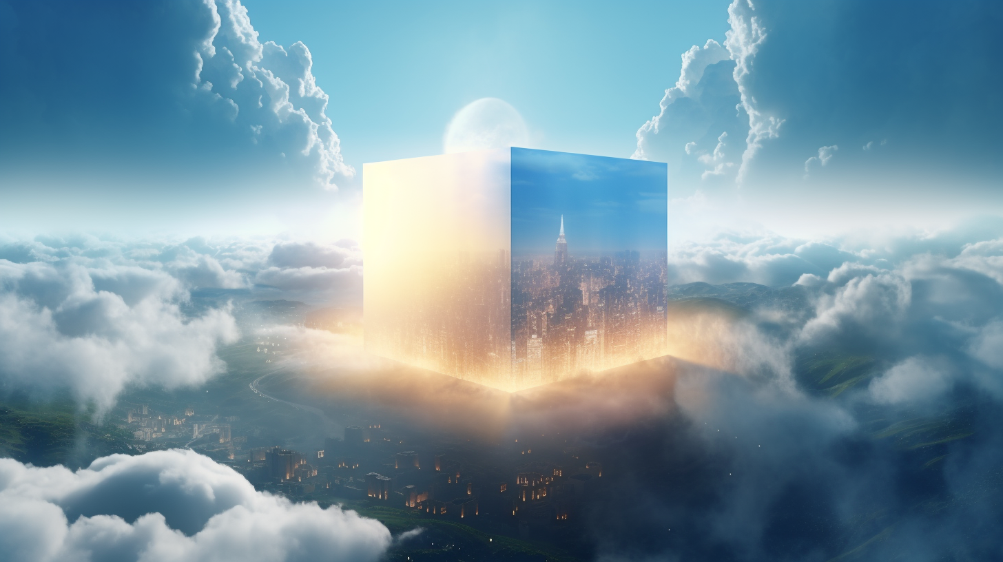 Stunning cube of heaven emerging from clouds