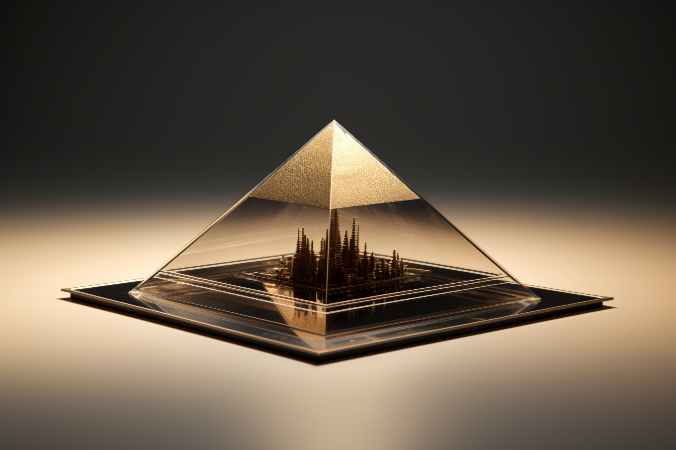 Box with cubic base and pyramidal dome