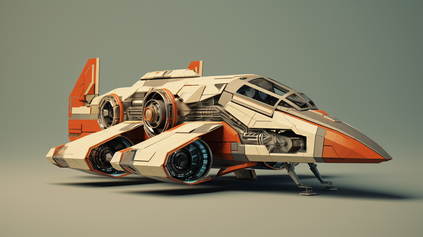 Futuristic Cubist Spaceship Rendering