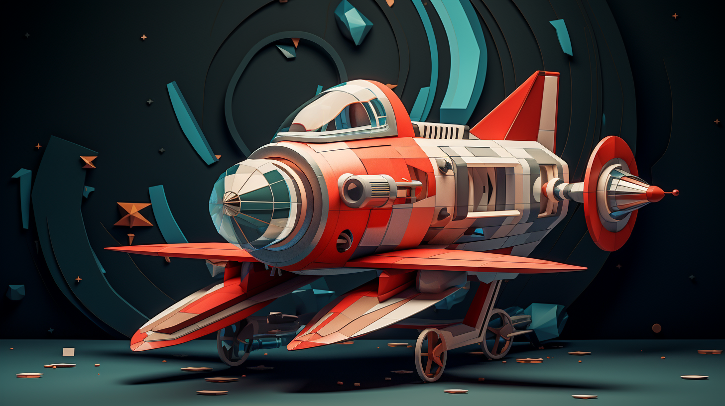 Cubist style spaceship artwork