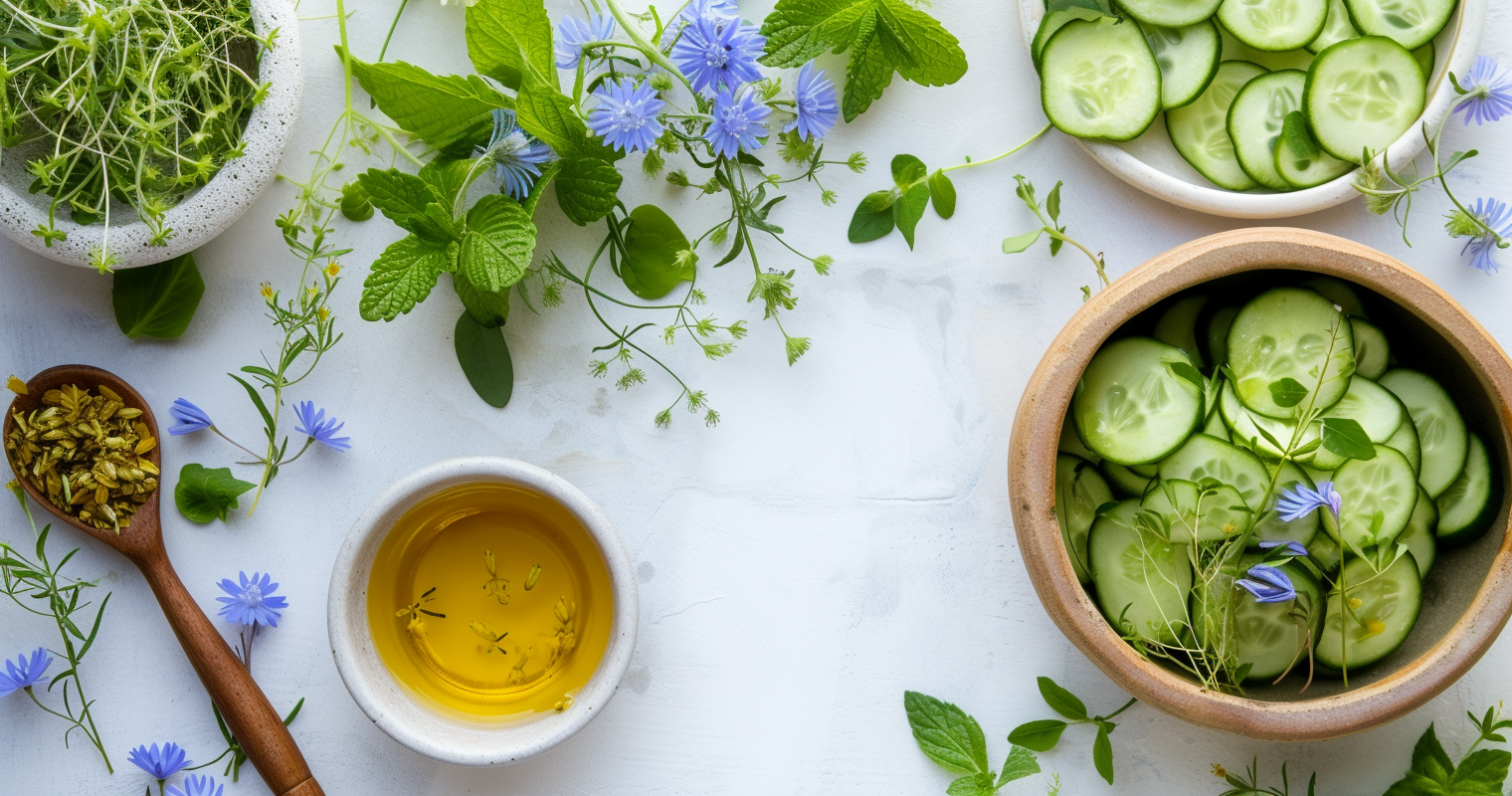 Fresh Cucumber Salad on White Surface