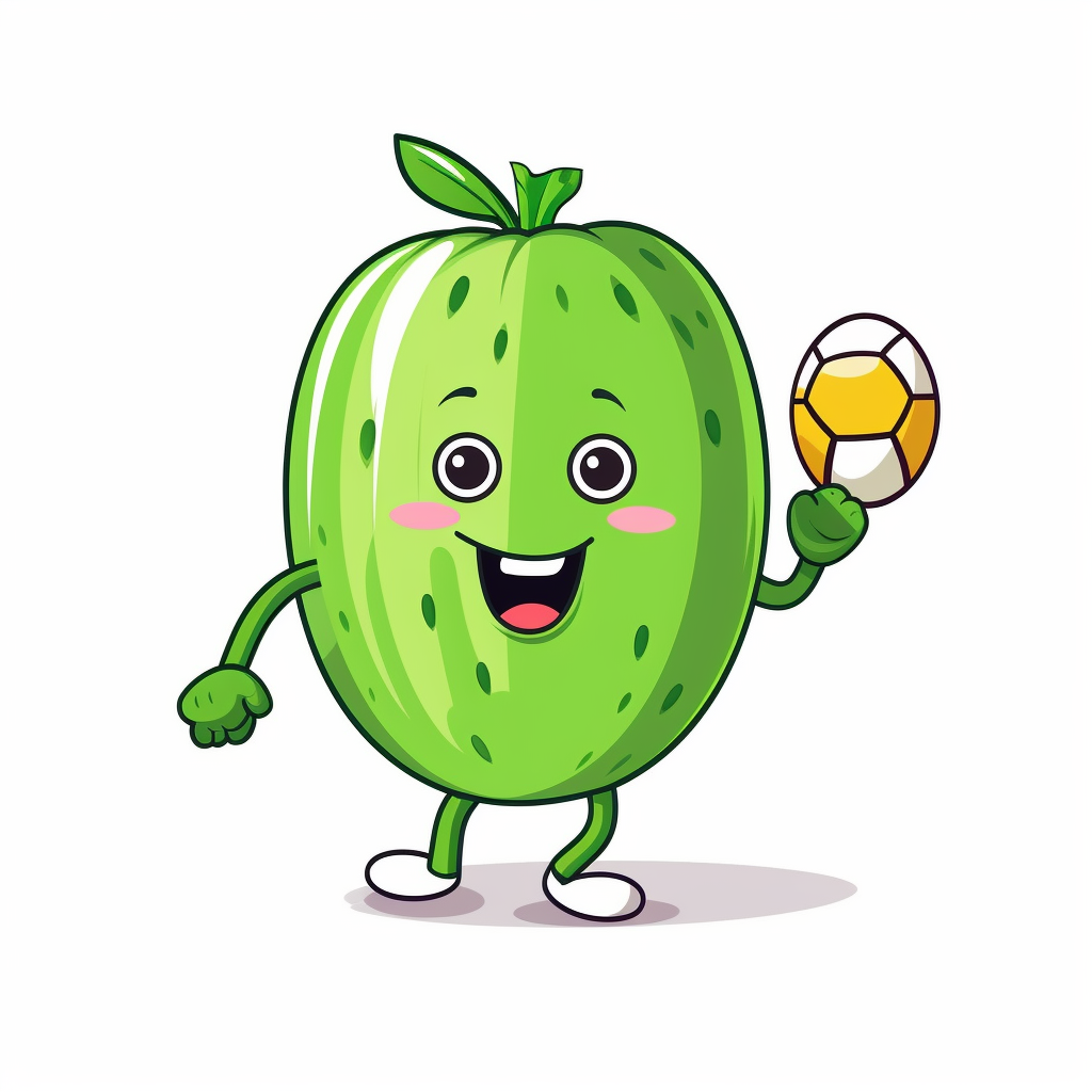 Cucumber Mascot Playing Football