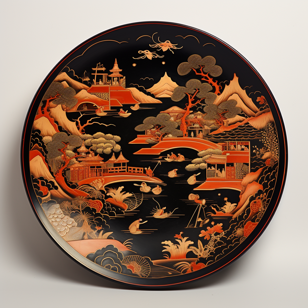 Japanese lacquerware plate with culture media