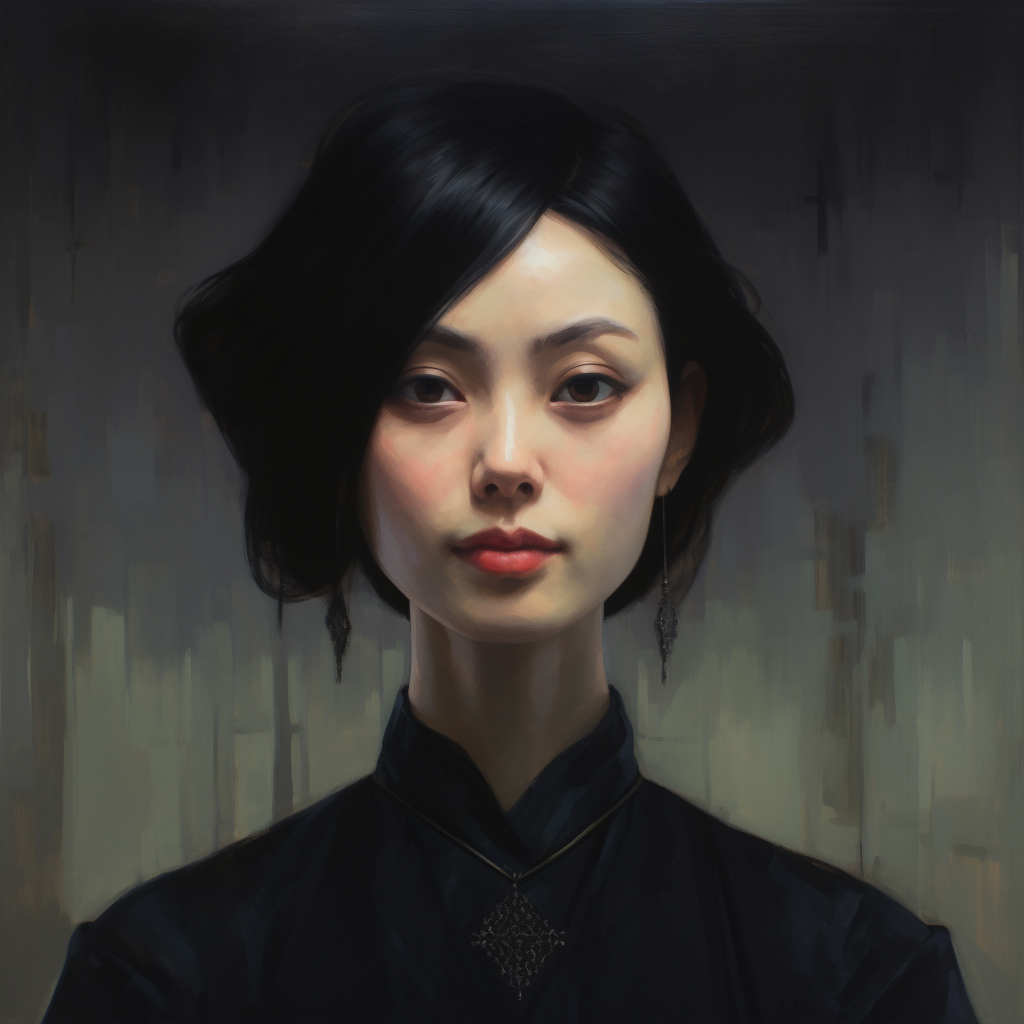 Stylized portrait of a cunning Asian woman