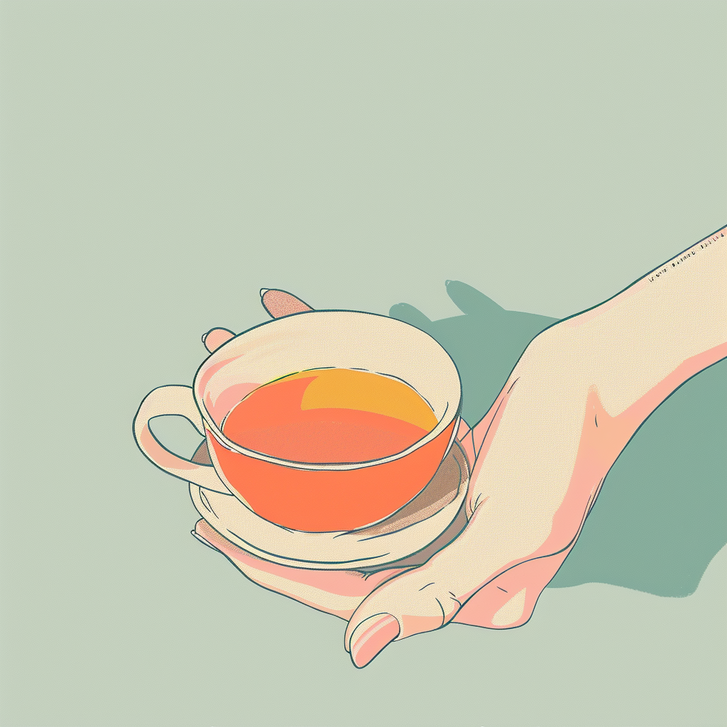 Cute Cartoon Hand Holding Tea