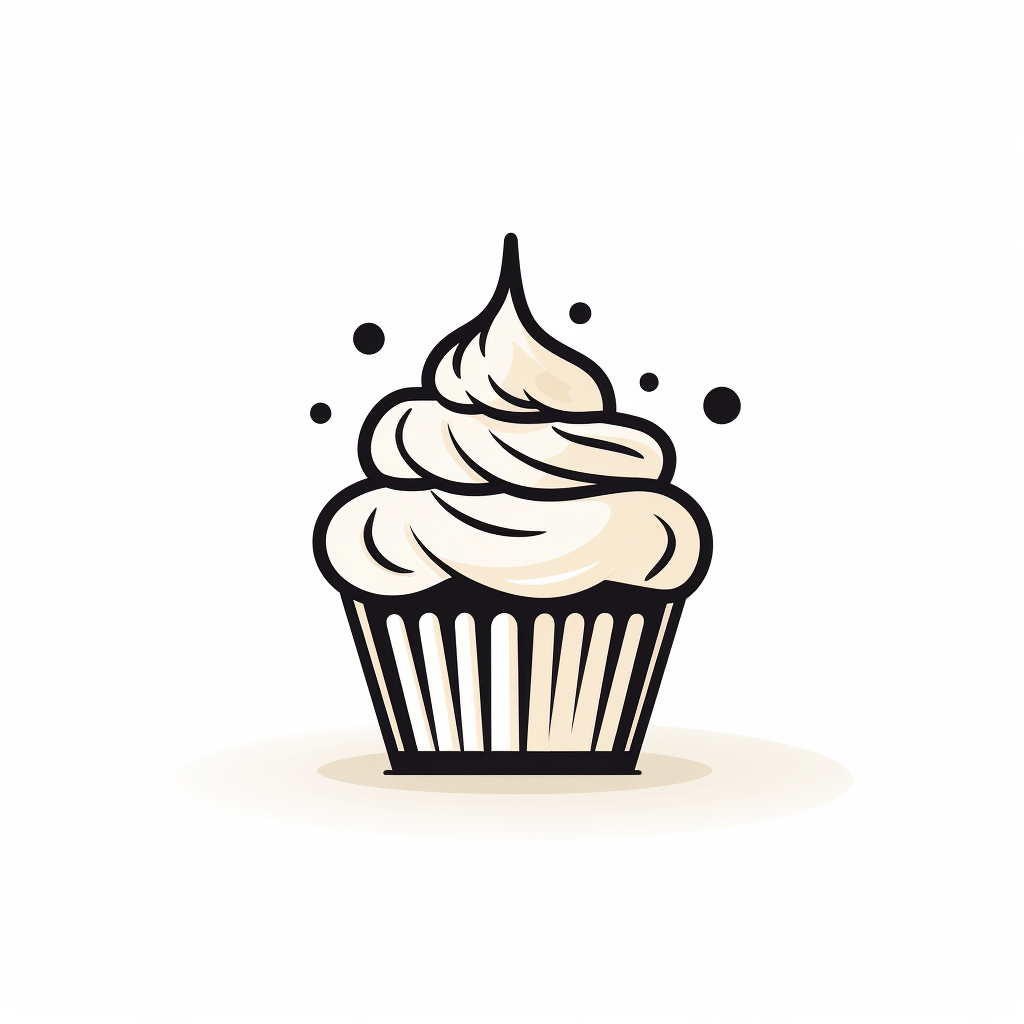 Cupcake line art on white background