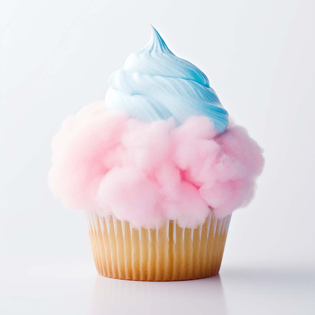 Cupcake with fluffy cotton candy topping