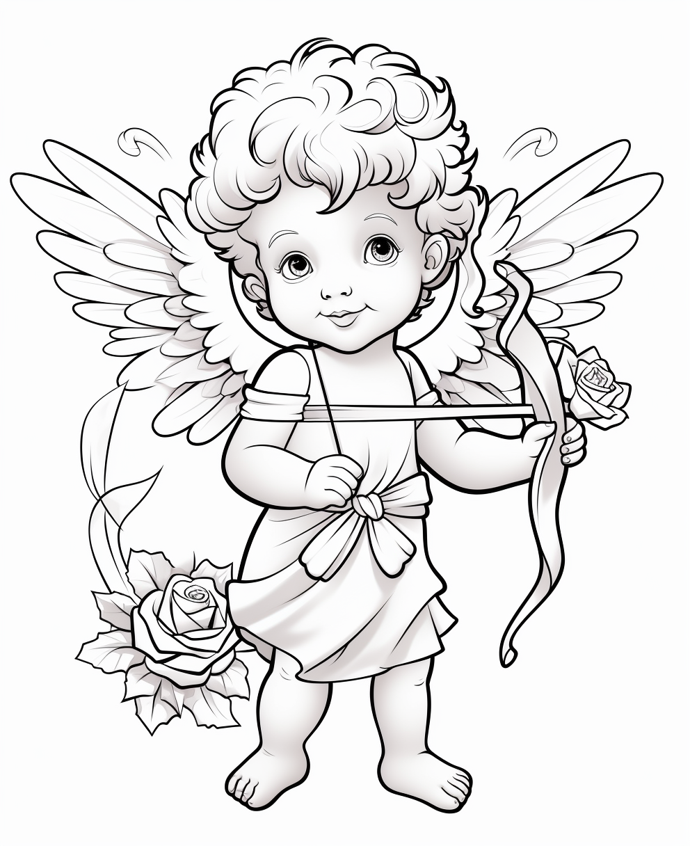 Cupid with bow and arrows cartoon