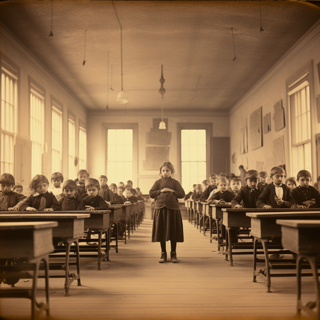 Group of curious school children in classroom