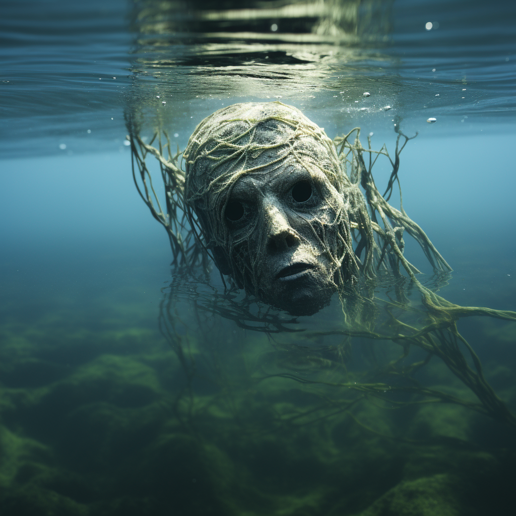 Captivating water spirit just below the lake's surface