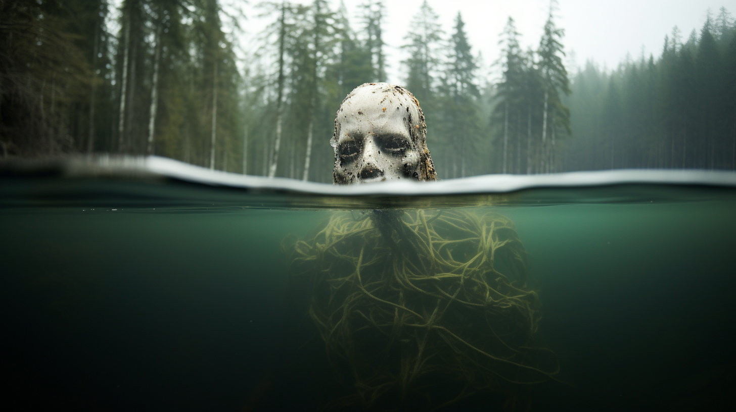 Enchanting water spirit in Nordic lake