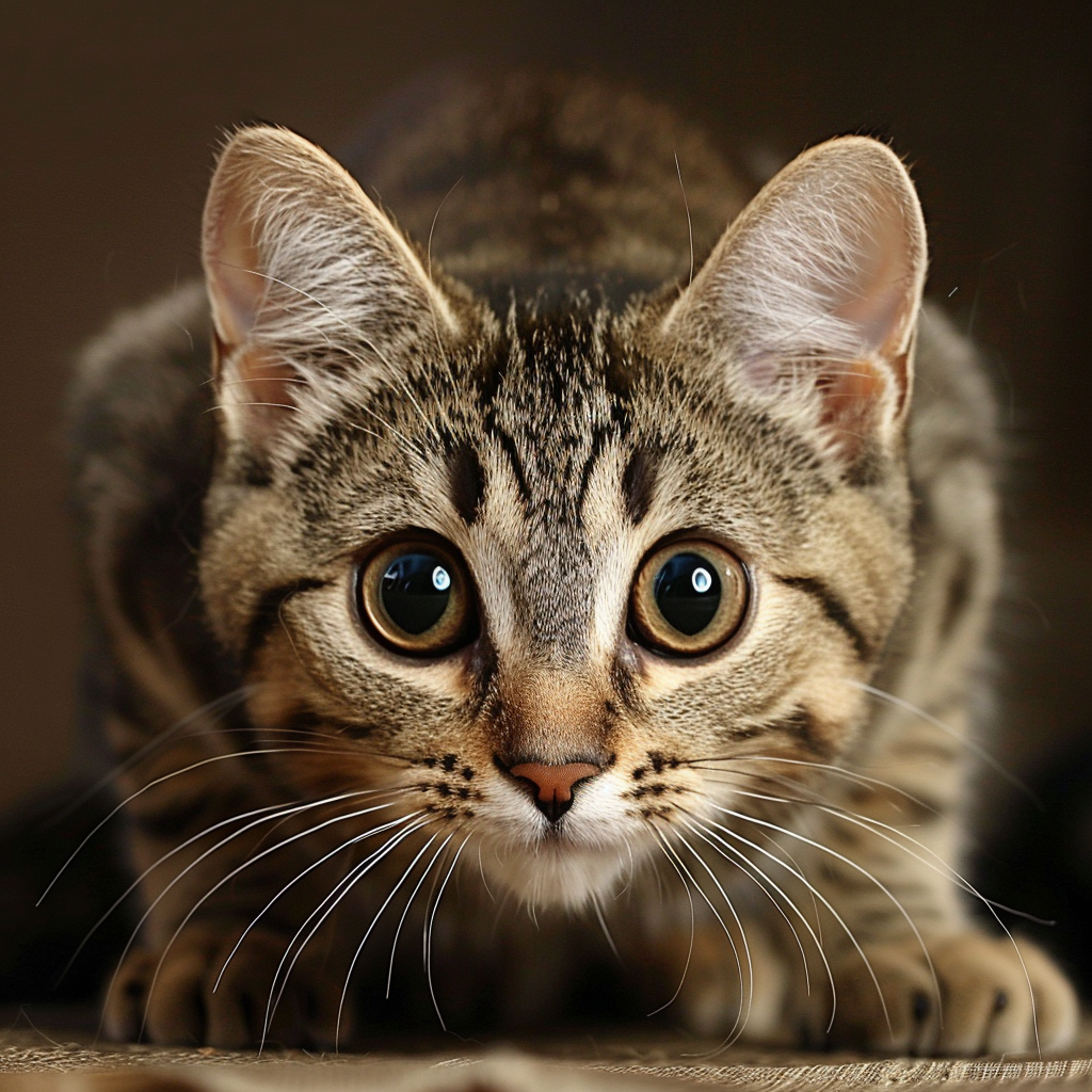 curious cat preparing to leap