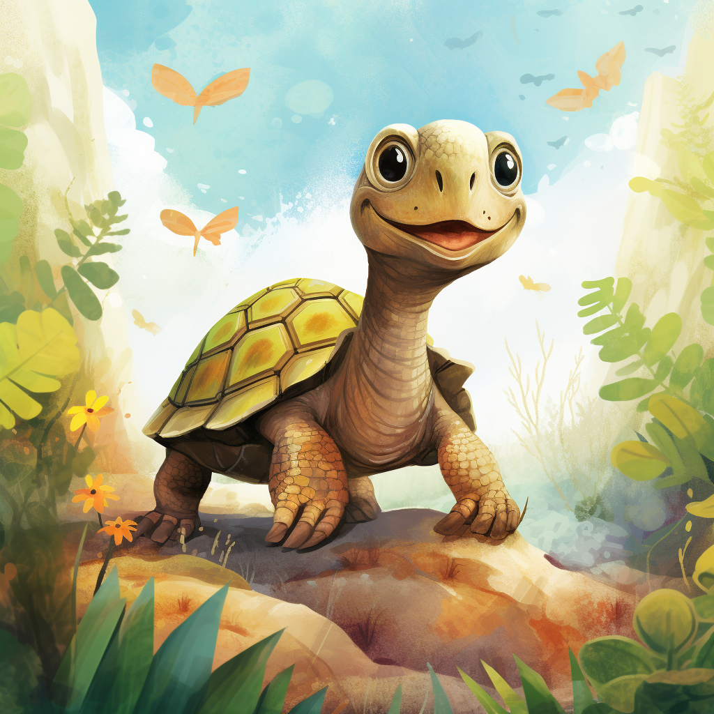 Friendly and Curious Turtle Illustration