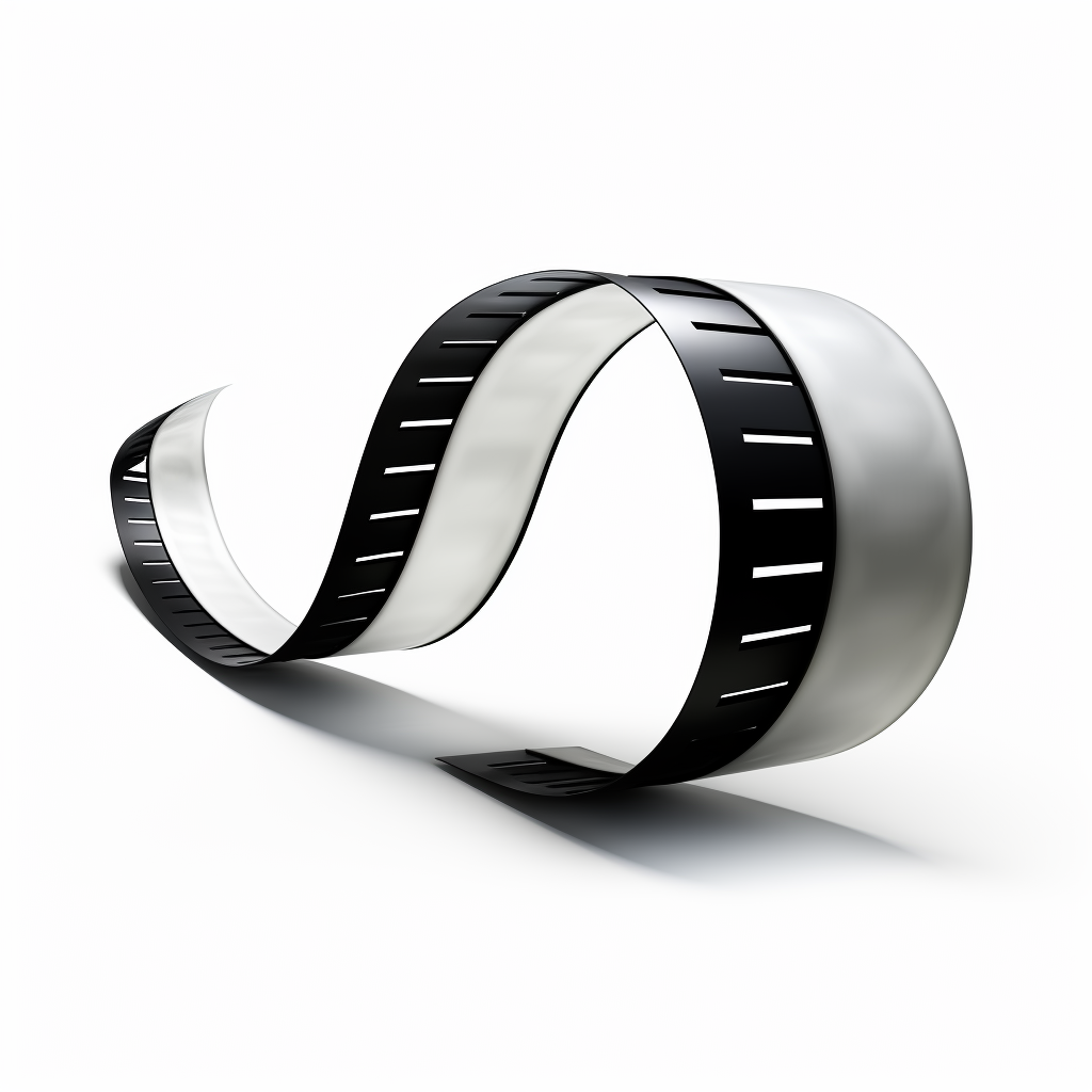 Curved camera film strip with shadow