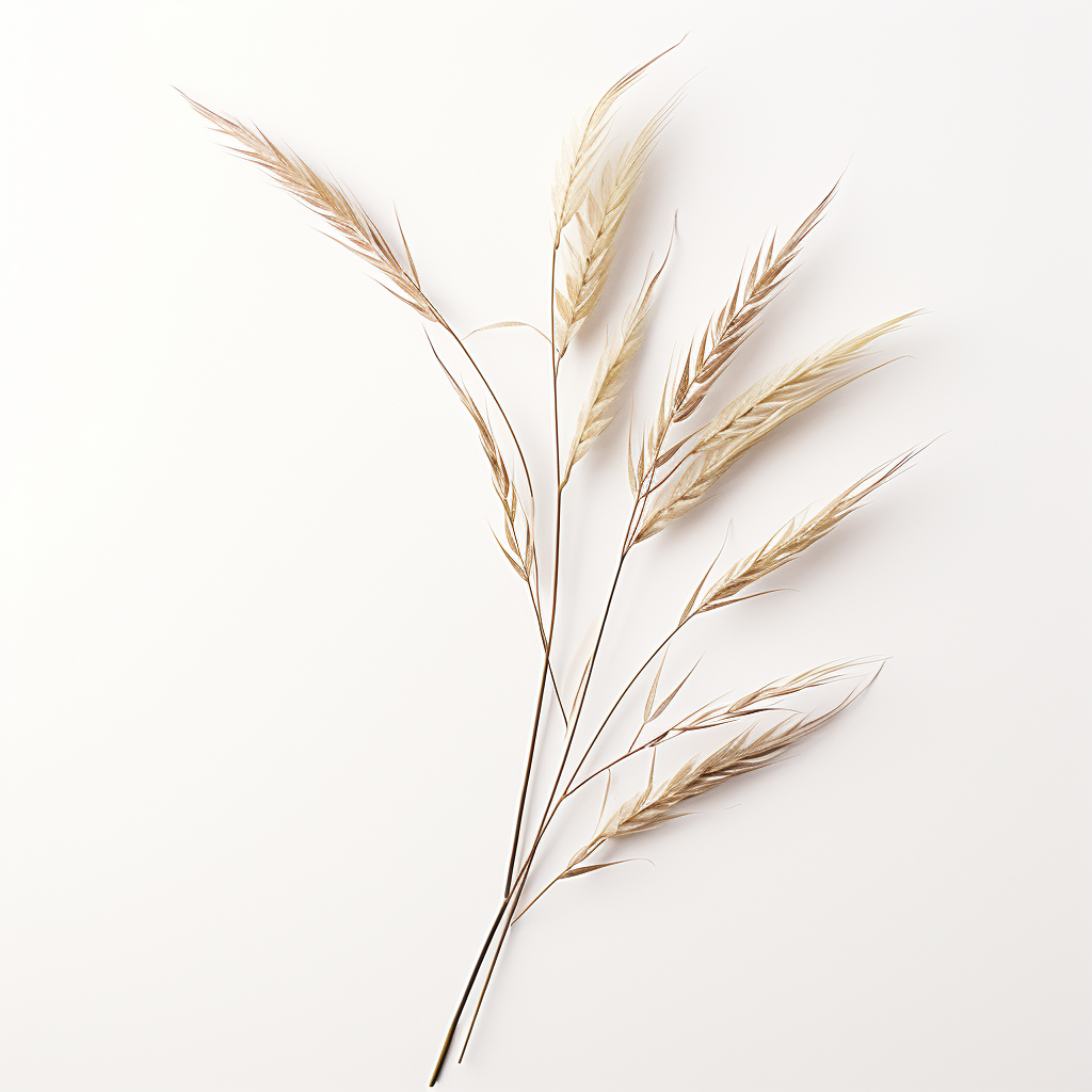 Curved Wild Oat Stalk on White