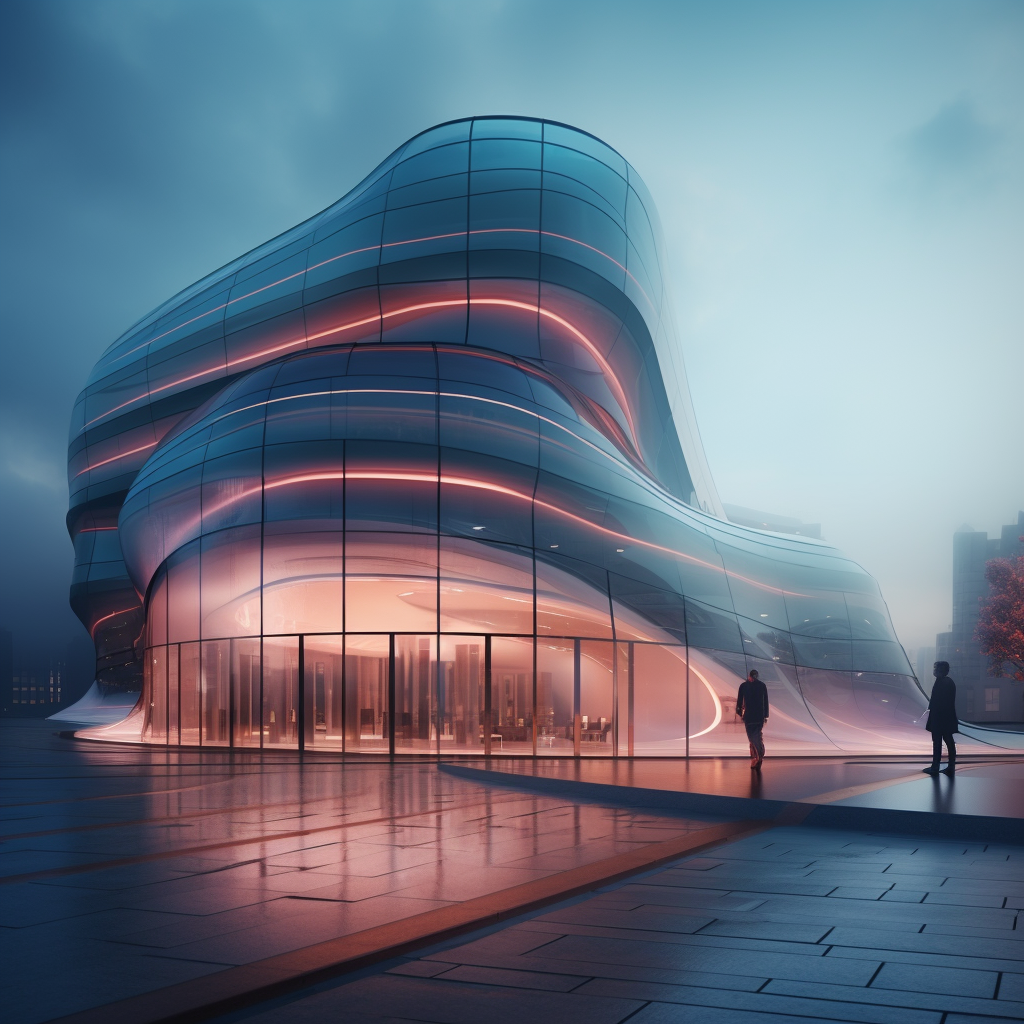 Curved building with futuristic design