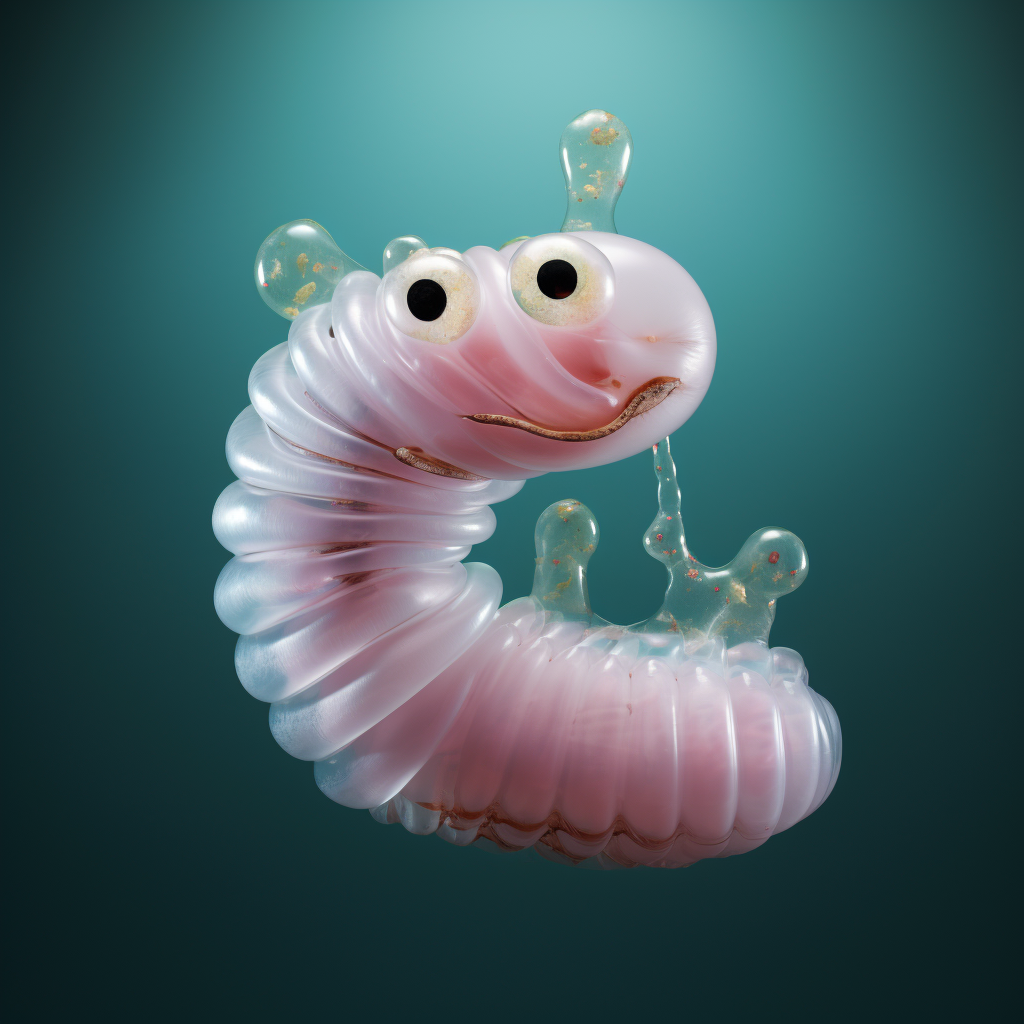 Colorful cushion worm blowing bubbles